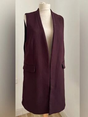 Zara Maroon Long Stylish Vest l Maroon/Burgundy l XS